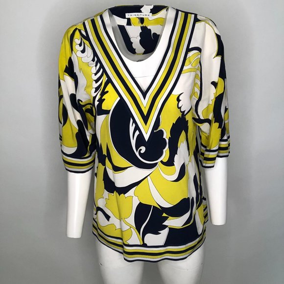 Trina Turk Tops - Trina Turk V Neck Silk Bold Print Blouse